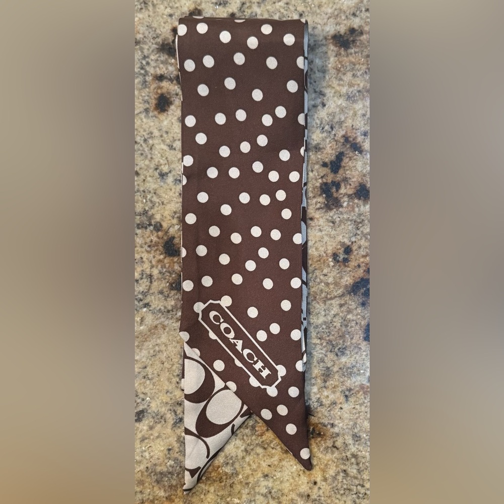 Coach Brown and Cream Polka Dot Bag/ Pony Tail Scarf - Picture 2 of 4